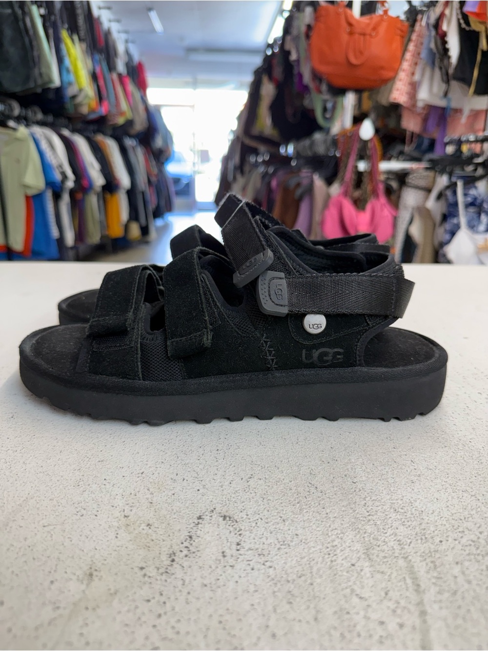 UGG Goldencoast Multistrap Black Suede Men's Size 9 Sandals